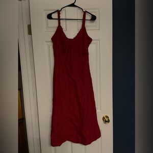 Red linen Sleeveless Dress